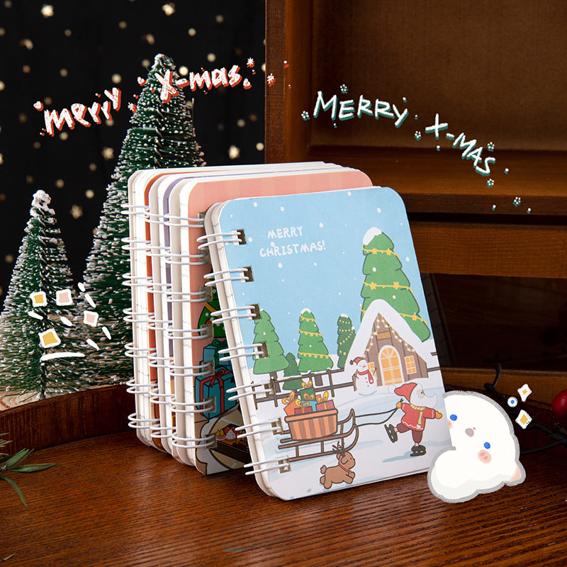Wholesale Christmas series small coil notebook A7 pocket notebook student classroom notebook